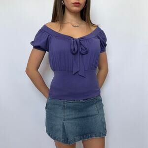 Vintage 90s Julie by Uno Purple Milkmaid Blouse